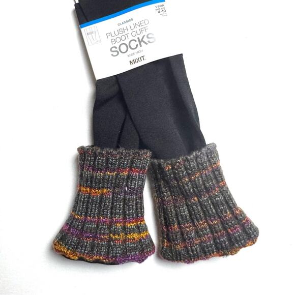 MIXIT Cold Winter  Weather Plush Lined Boot Cuff Knee High Socks  Sz OS NWT - Picture 6 of 10